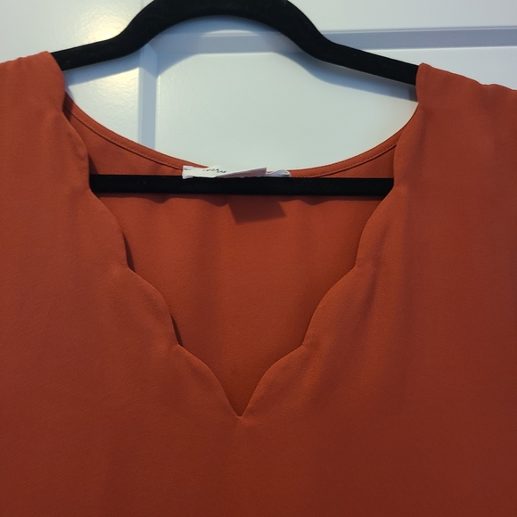 Addition Elle Scalloped Sleeveless Top - Rust - Picture 3 of 7